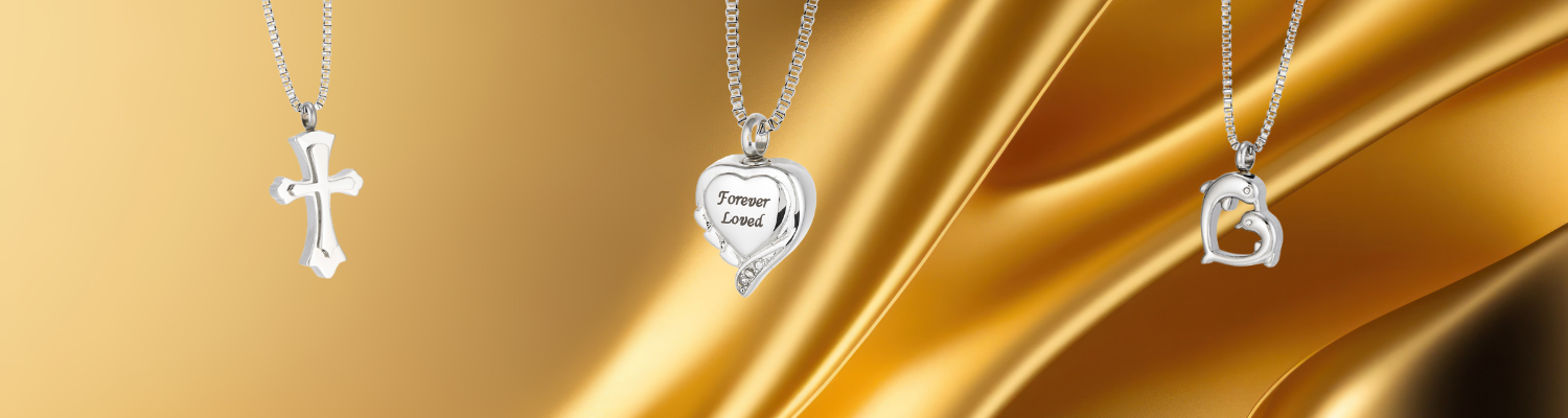 Cremation Jewelry with color background