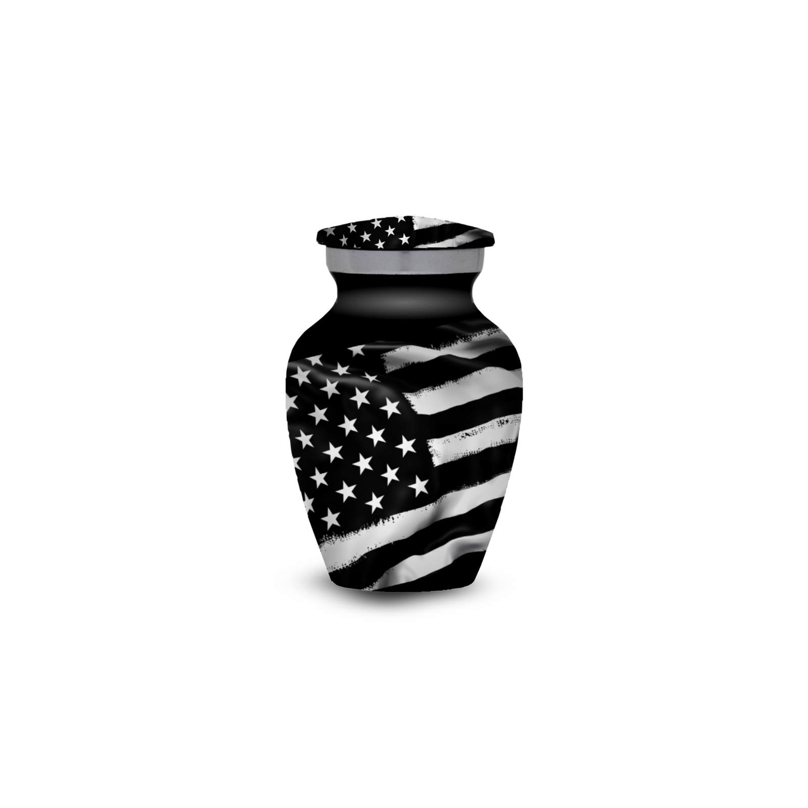 American Flag - Black & White - Keepsake Urn