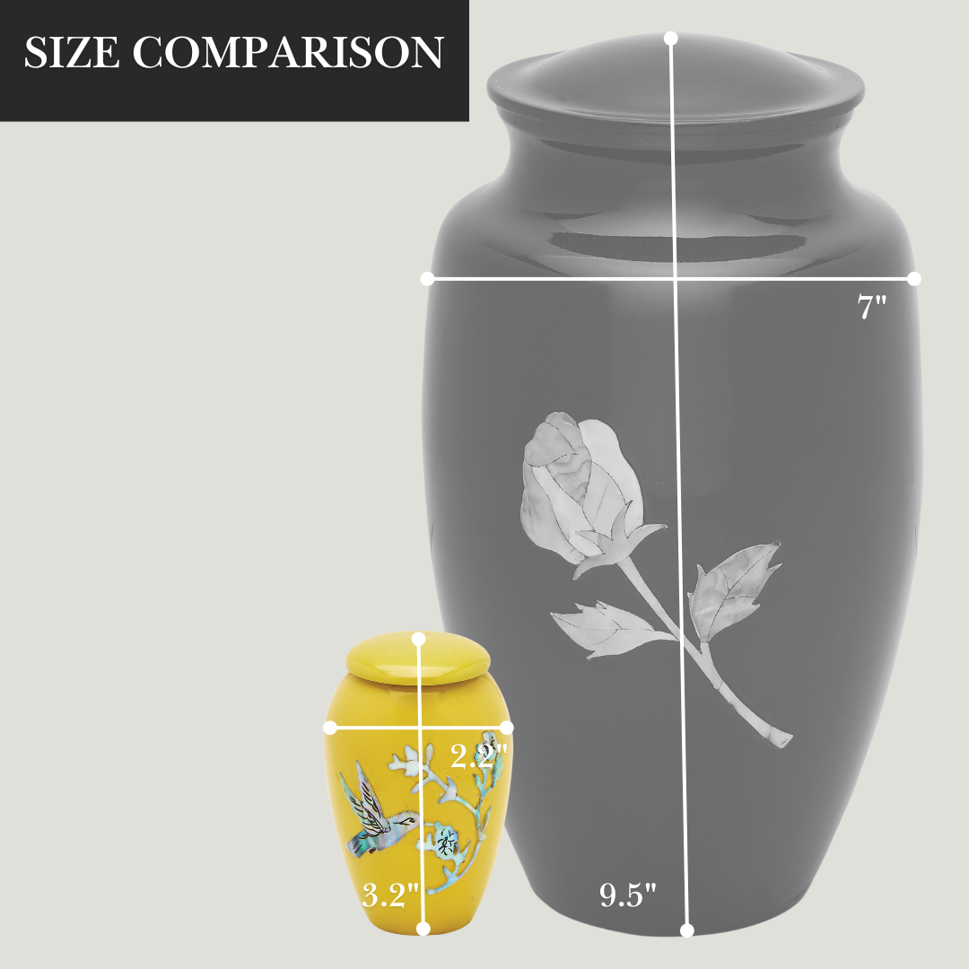 Yellow Hummingbird - Cremation Keepsake - Mother of Pearl