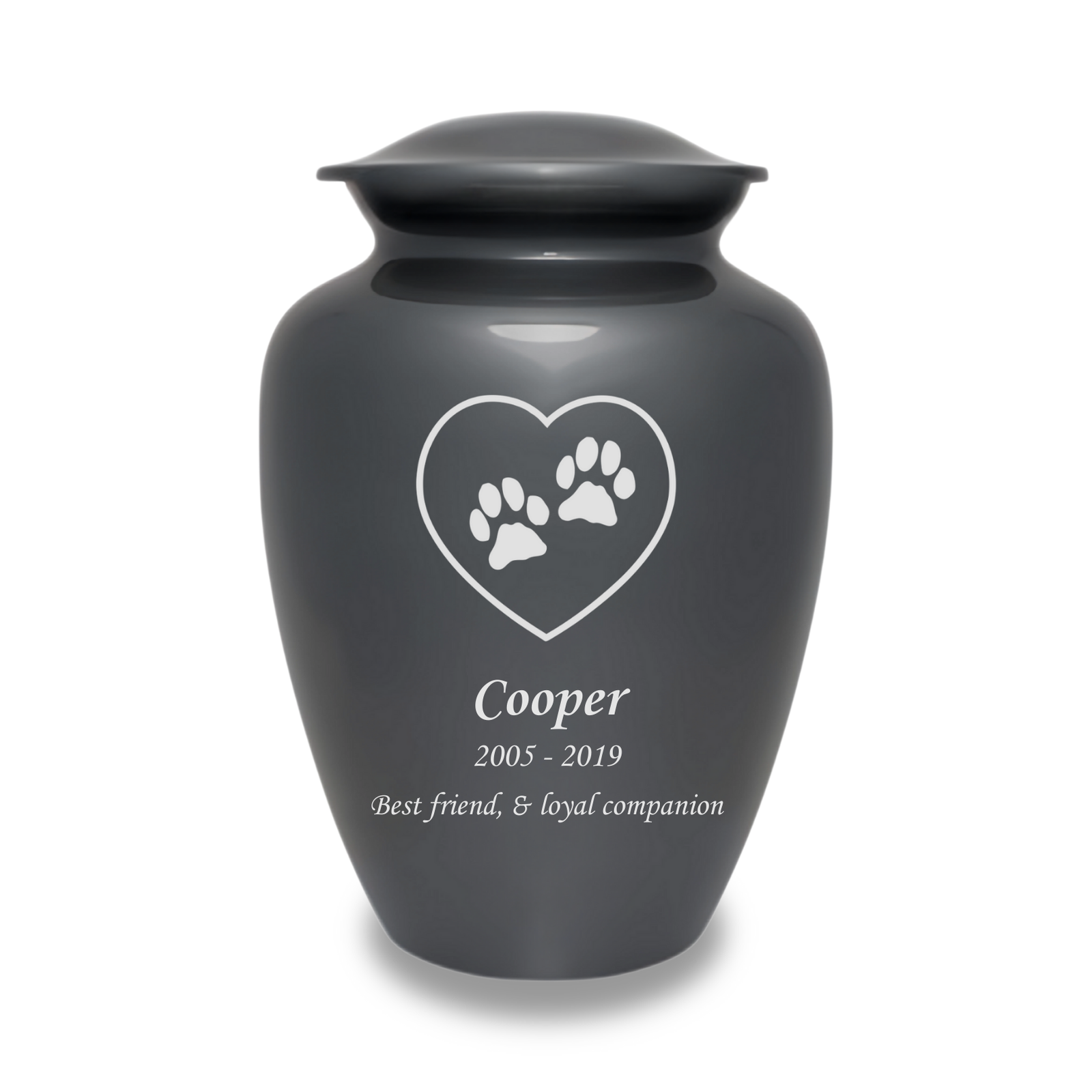Personalized Cremation Urn For Ashes - Gray - Pet Urn - Custom Engraving
