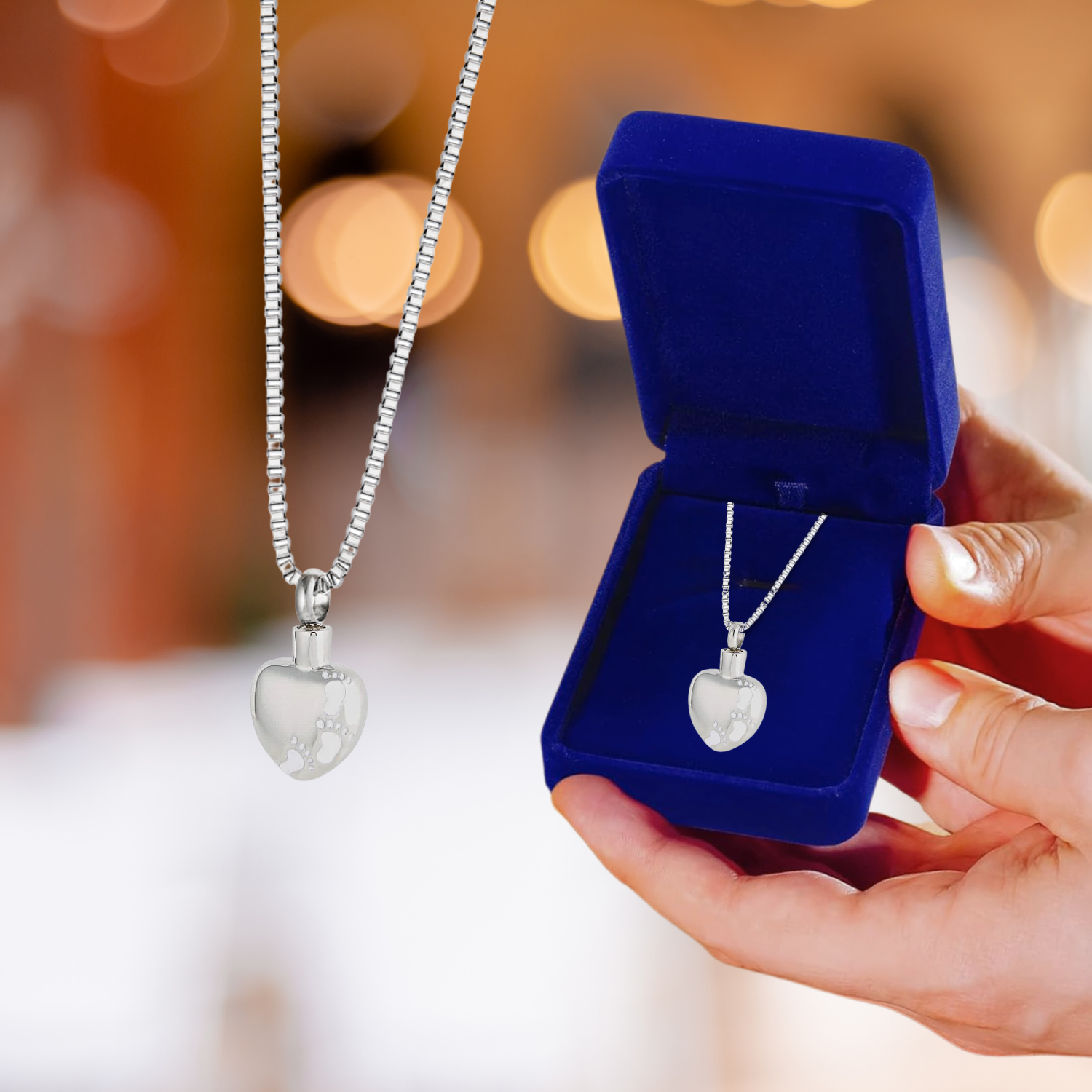 Footprints Pendant - Cremation Necklace