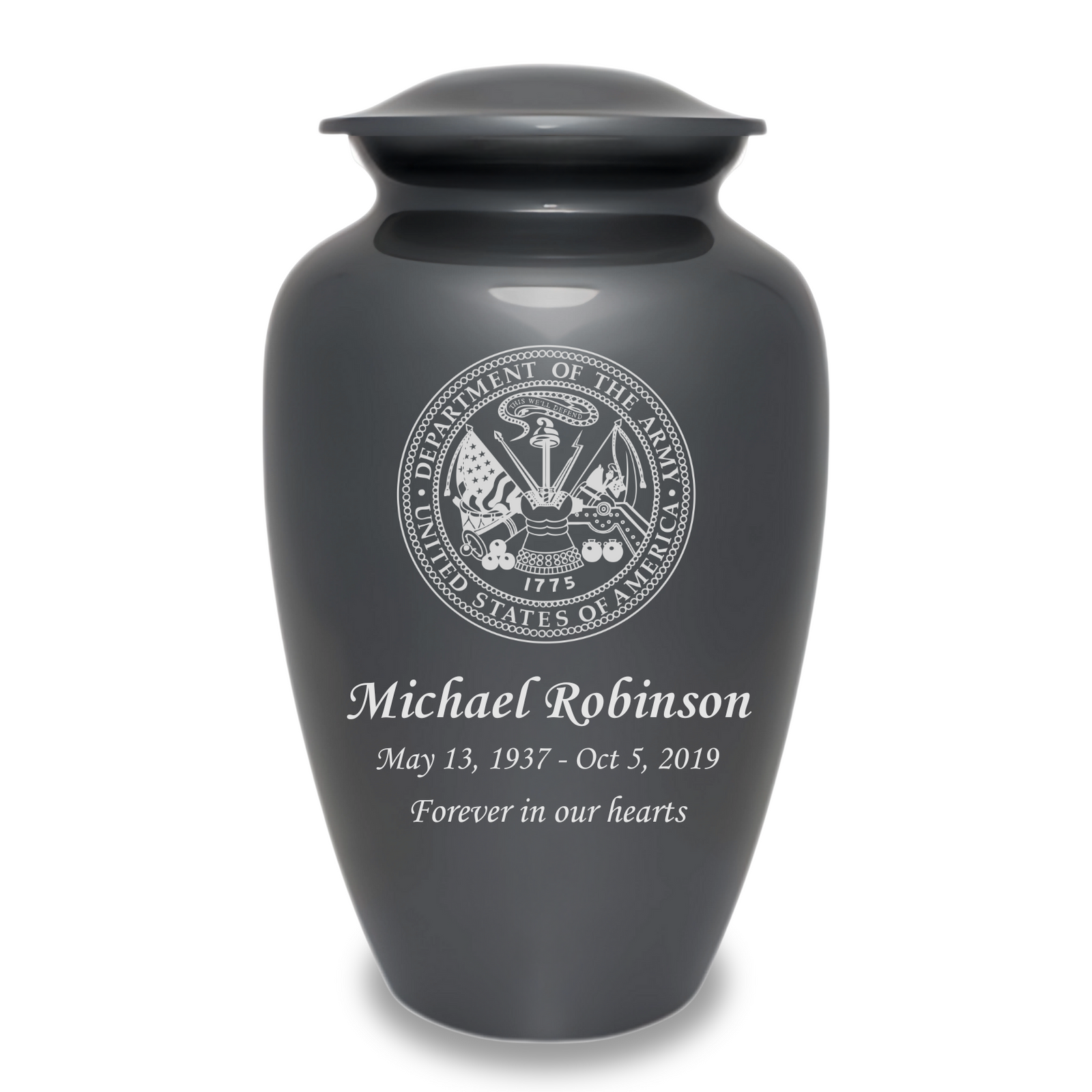 Personalized Cremation Urn For Ashes - Gray - Adult Urn - Custom Engraving with Symbol