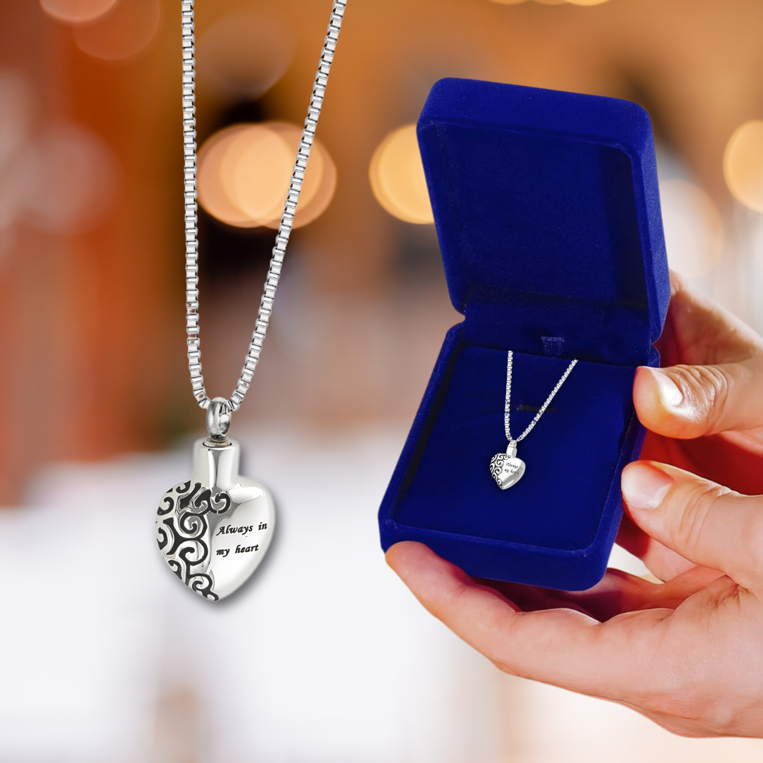 Always in My Heart Pendant - Cremation Necklace