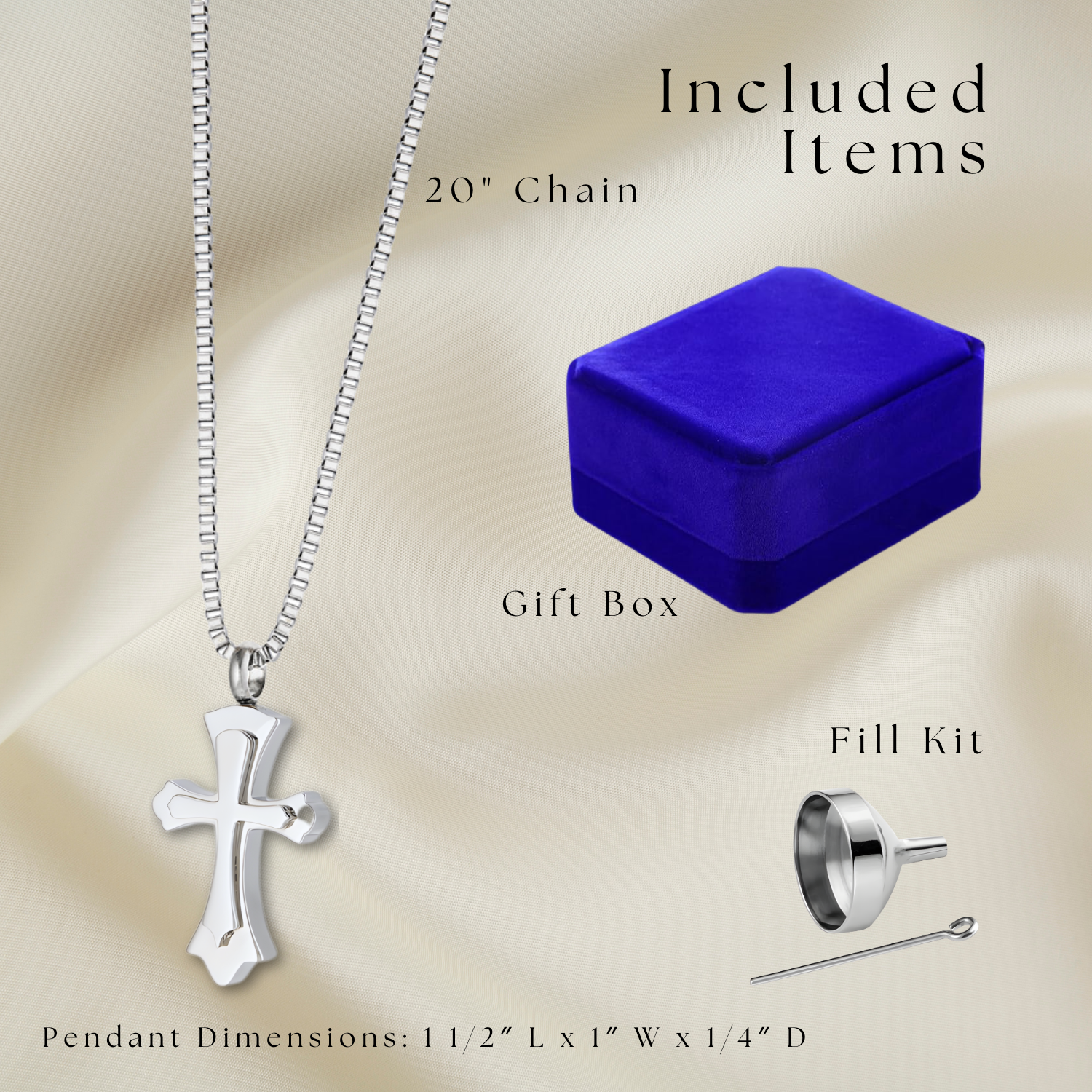 Stacked Cross Pendant - Cremation Necklace