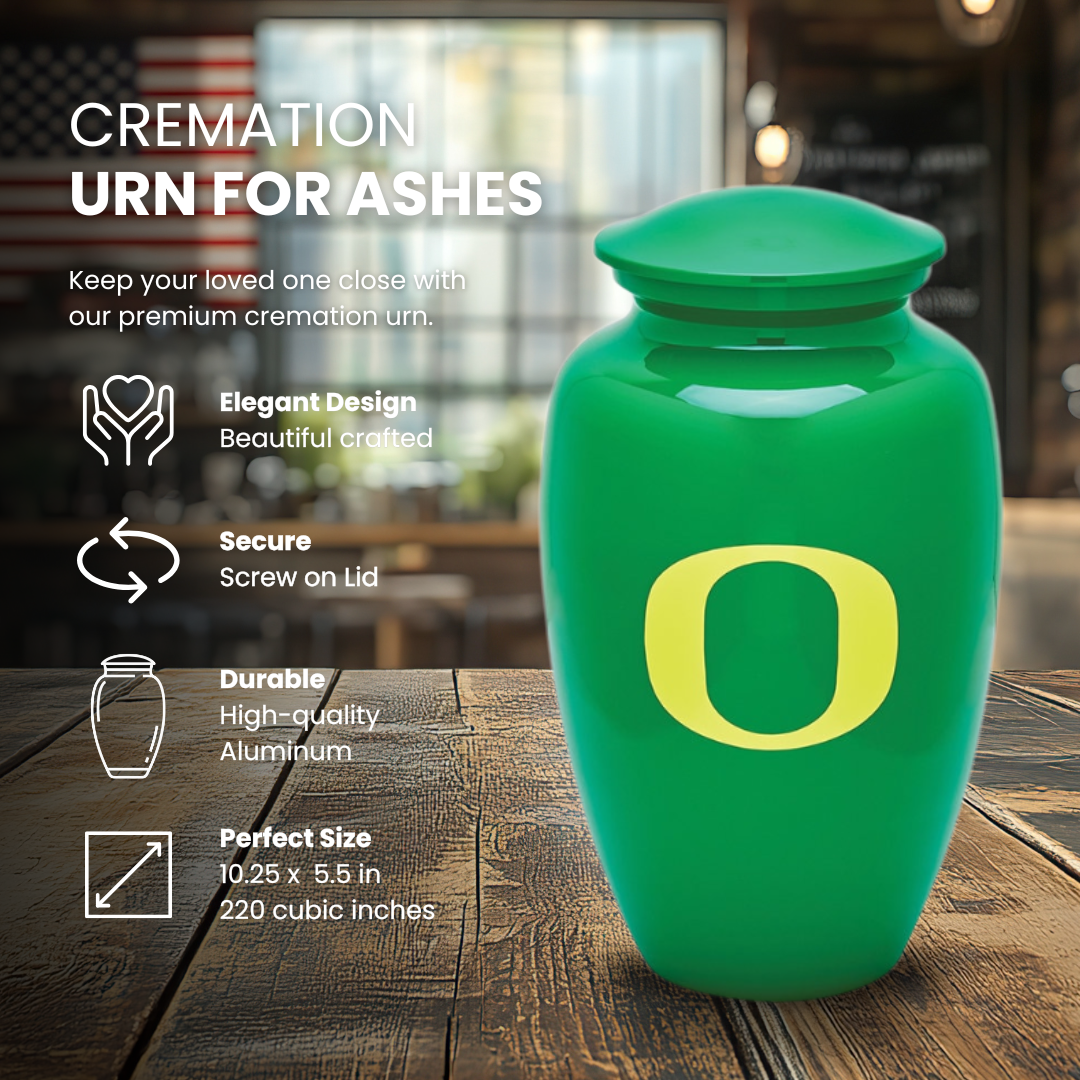 University Of Oregon Green Adult Urn with Yellow O