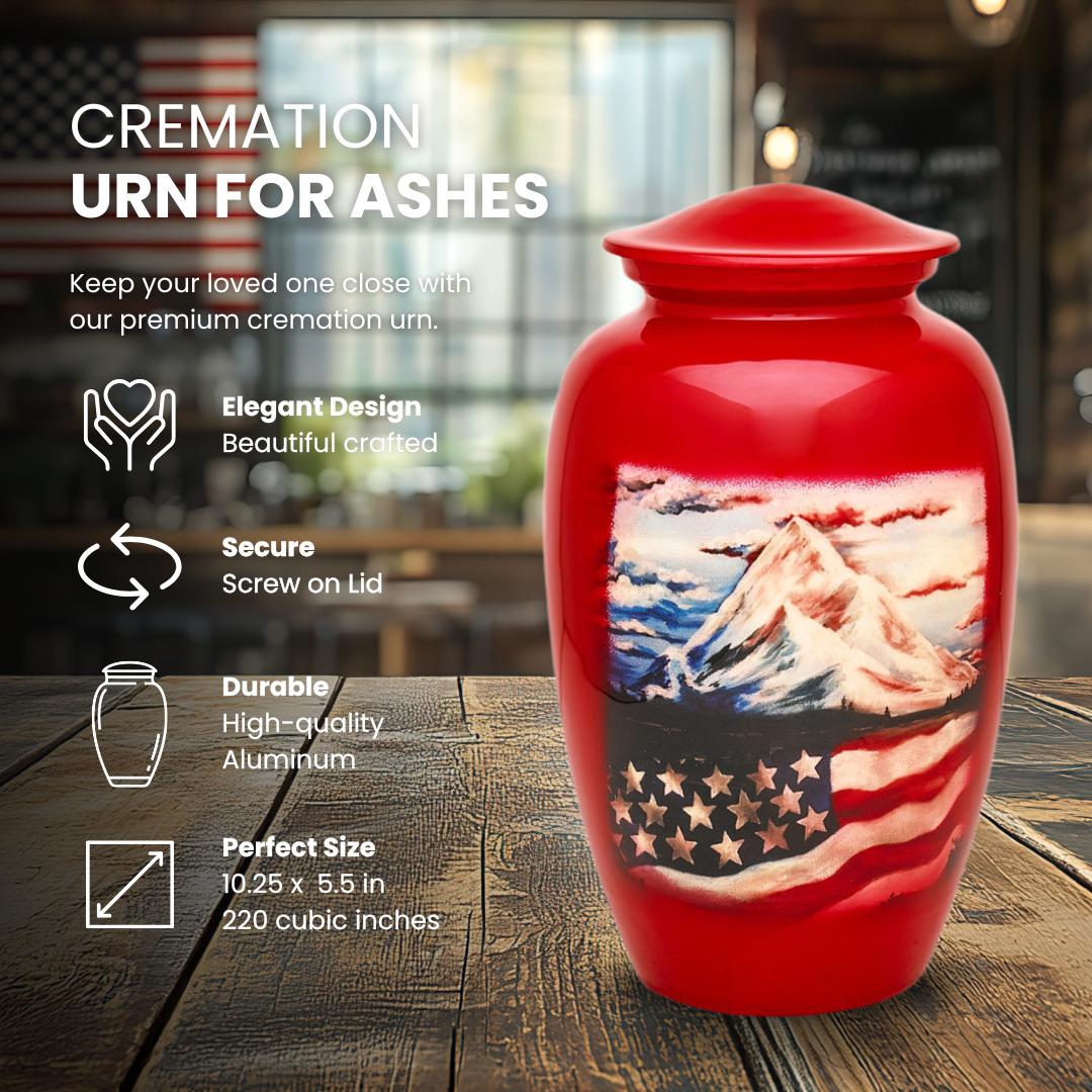 Red Patriotic Peak Adult Urn