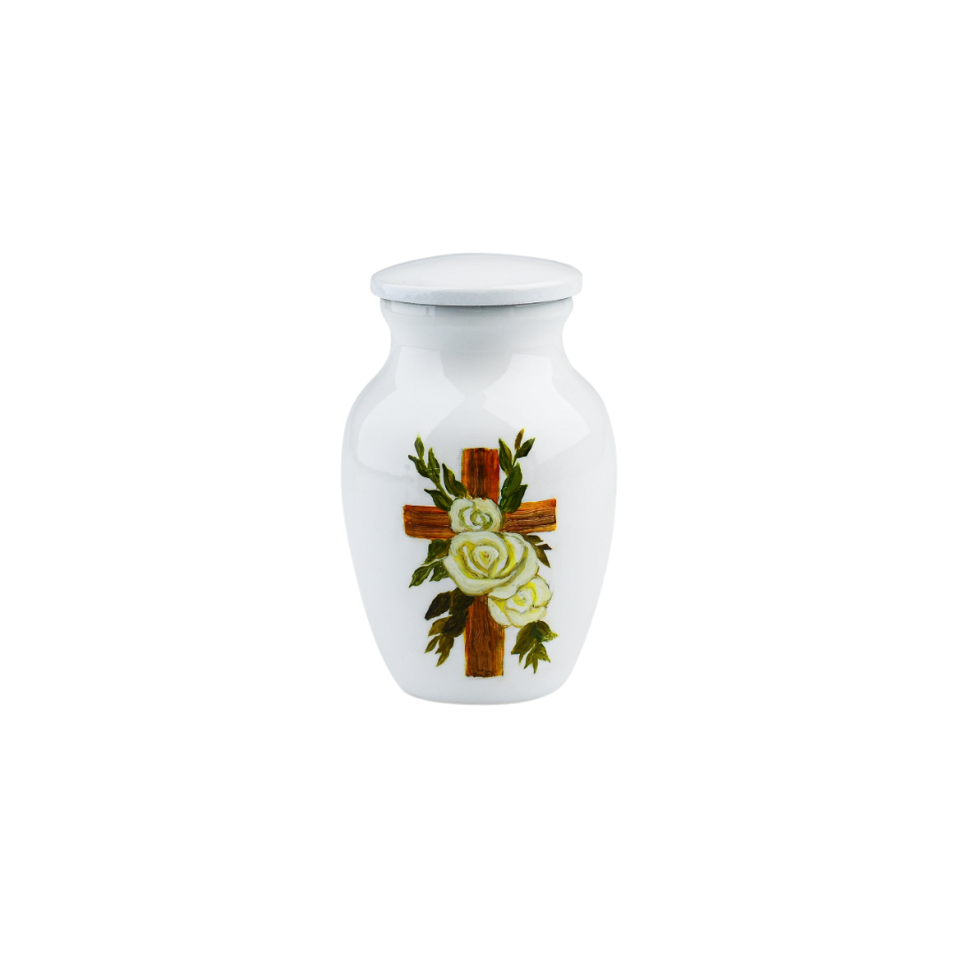 Yellow Rose Cross Keepsake Mini Urn