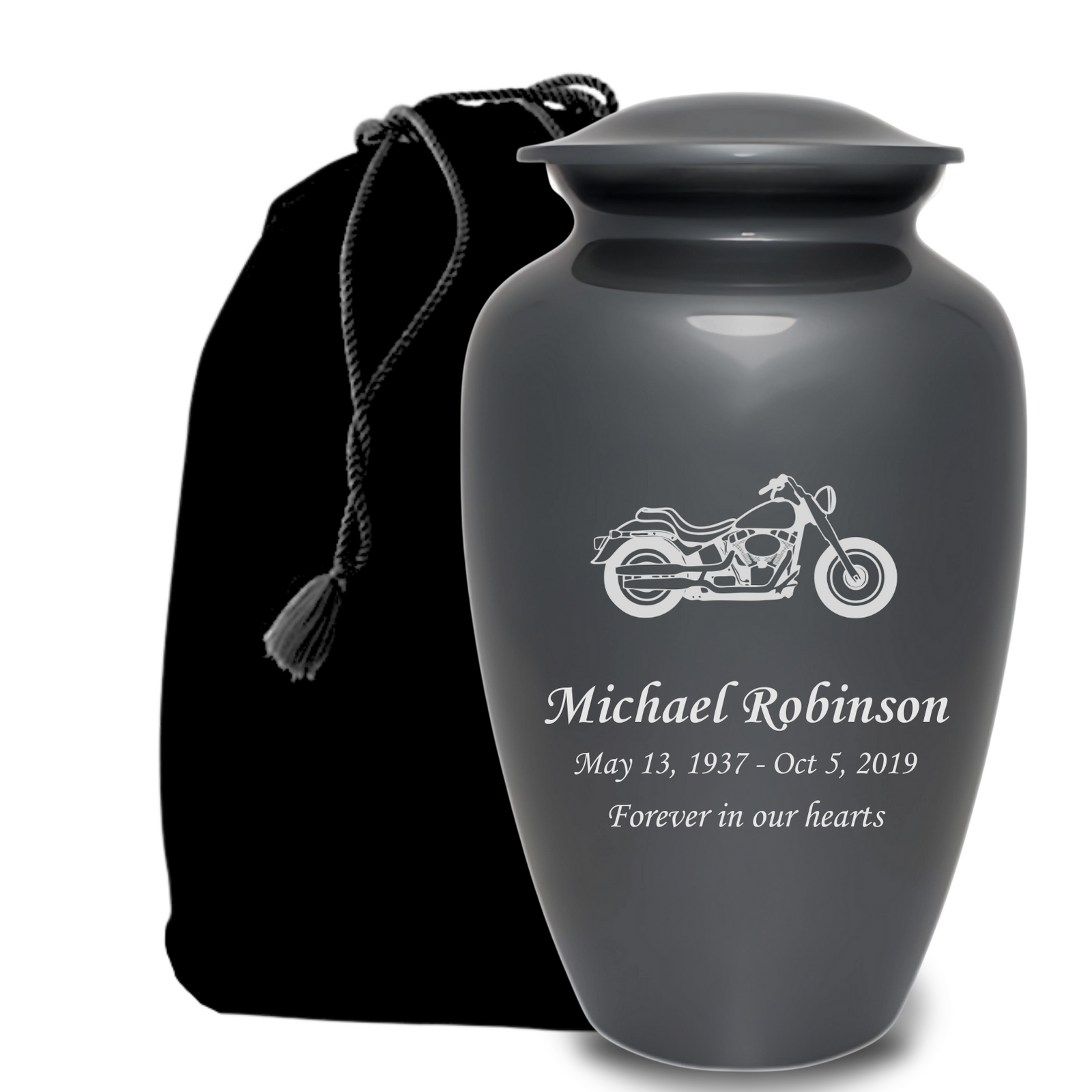 Personalized Cremation Urn For Ashes - Gray - Adult Urn - Custom Engraving with Symbol