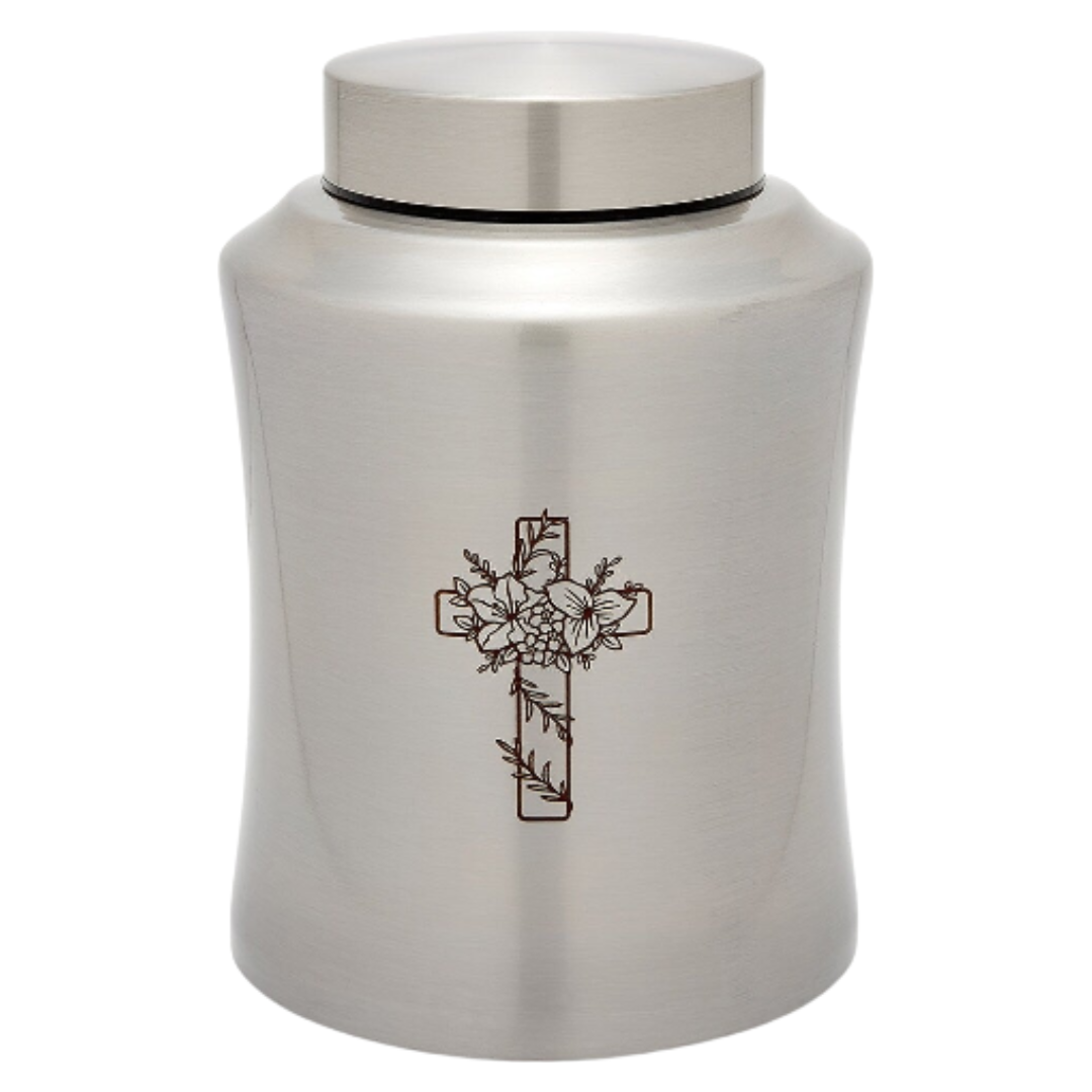 Stainless Steel w/Cross Adult Urn
