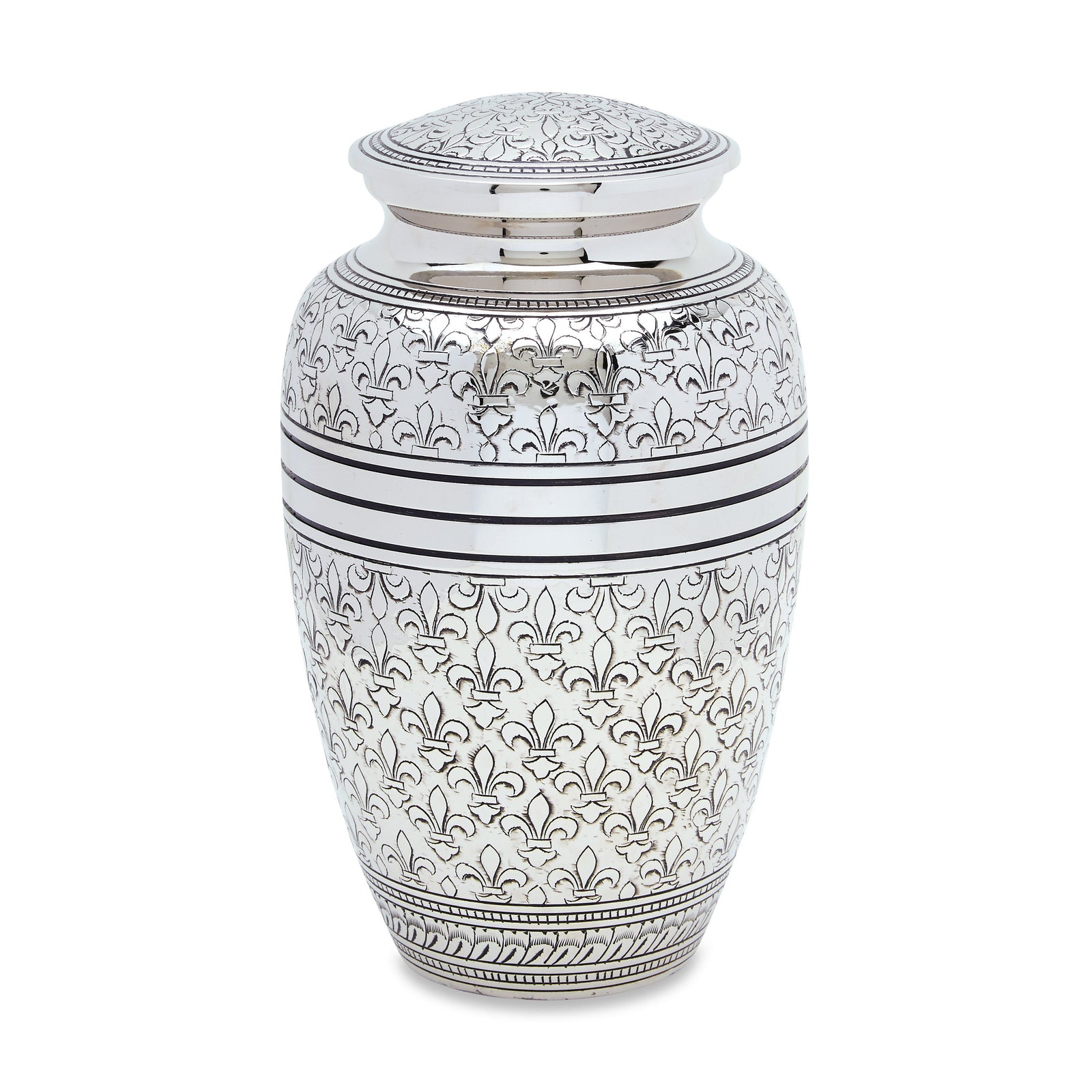 Silver Fleur De Lis Urn Set