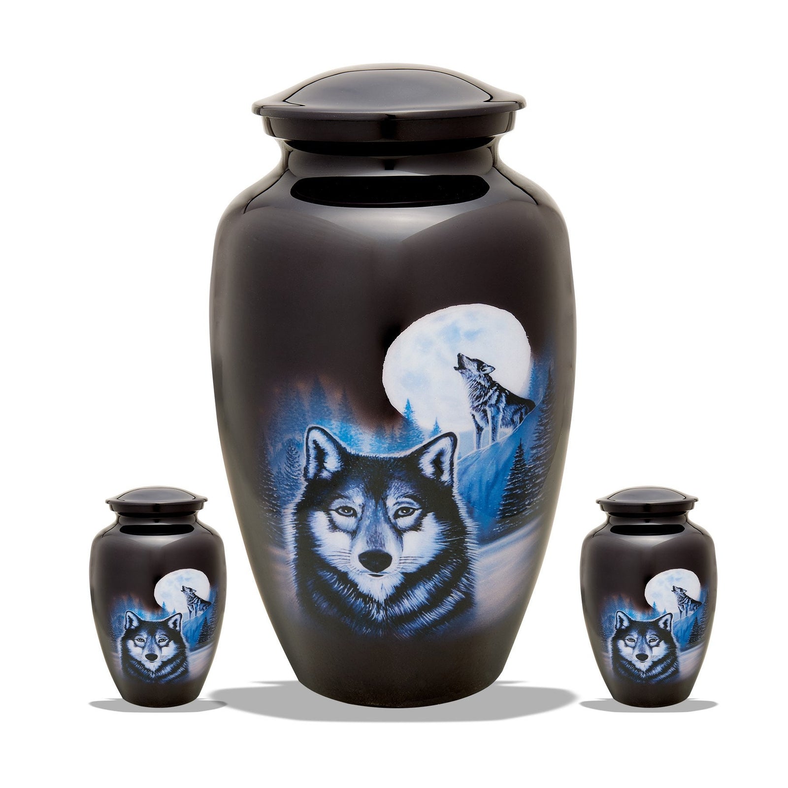 Full Moon Wolf Urn Set