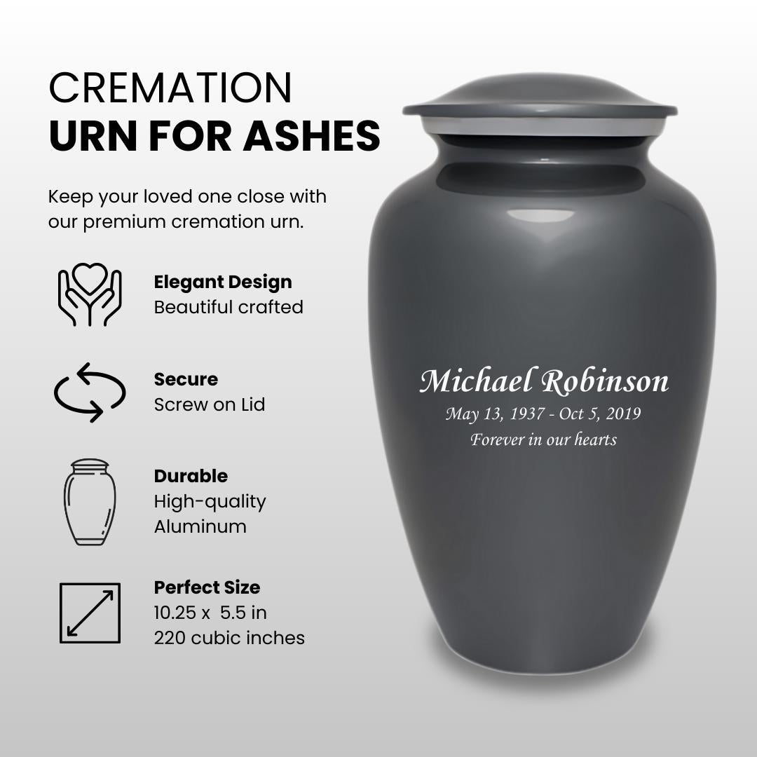 Personalized Cremation Urn For Ashes - Gray - Adult Urn - Custom Engraving