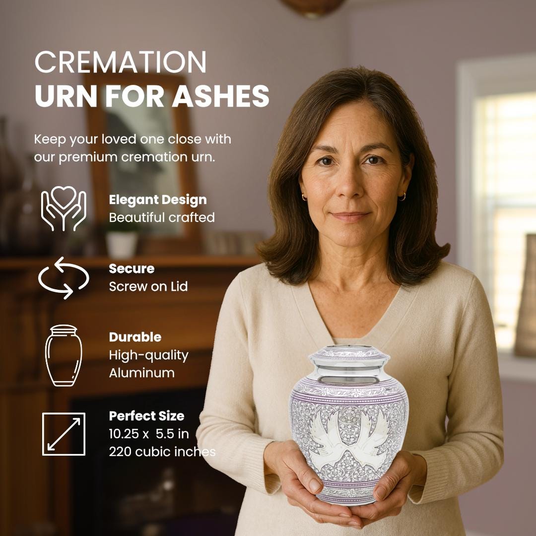 Purple Loving Doves Adult Urn