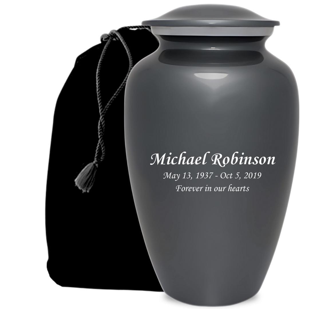 Personalized Cremation Urn For Ashes - Gray - Adult Urn - Custom Engraving