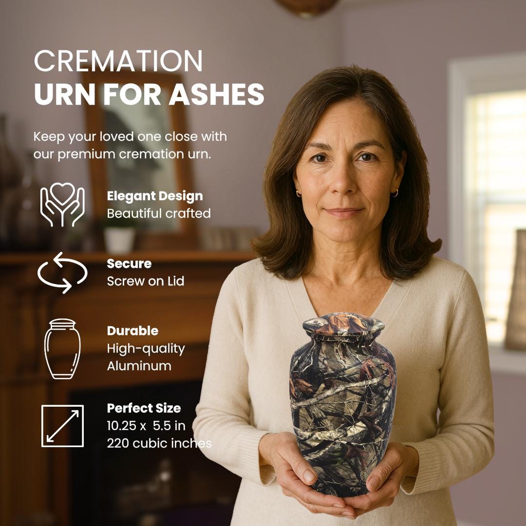 Woodland Camo Adult Urn - Cremation Urn for Ashes
