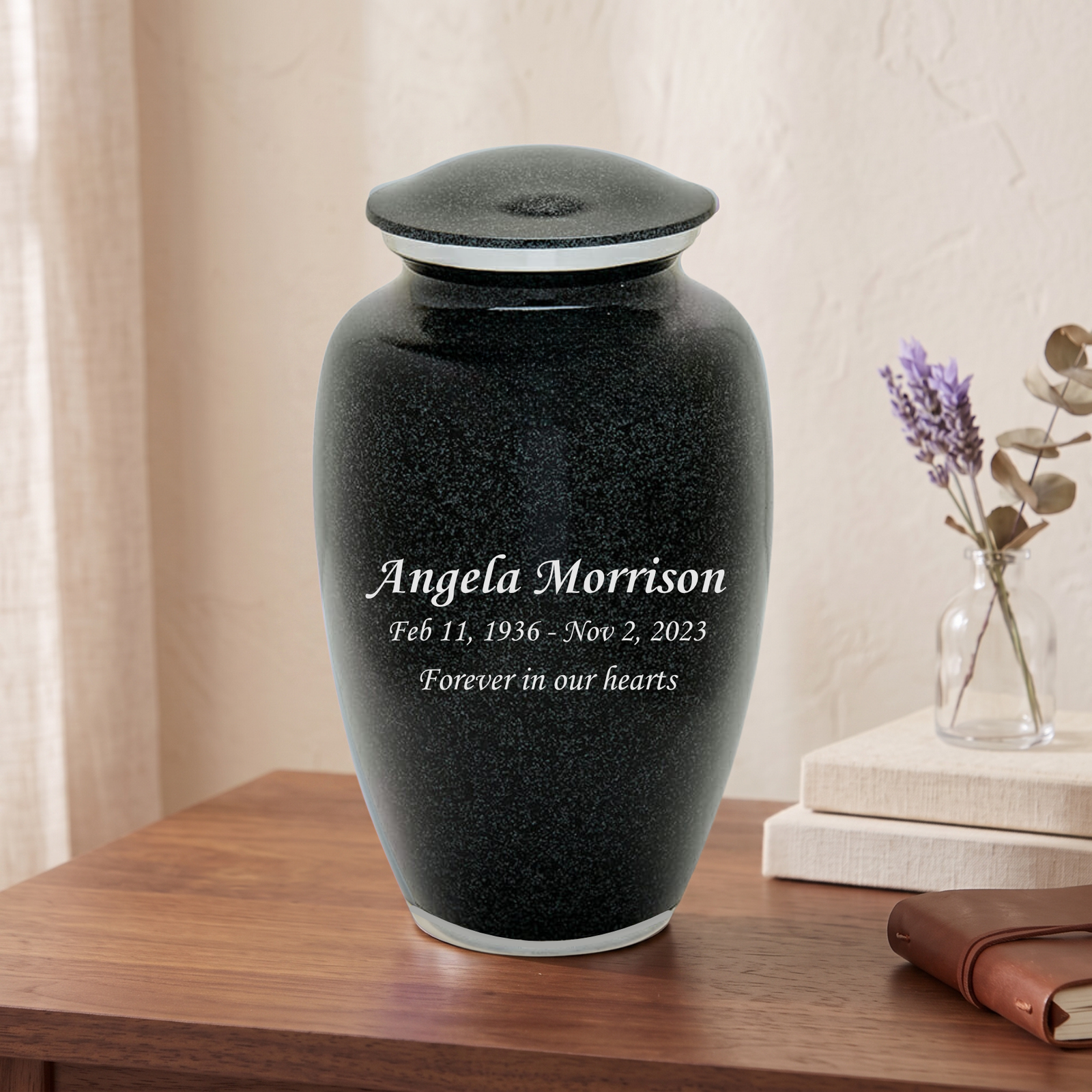 Black Granite Urn - Adult Cremation Urn For Ashes