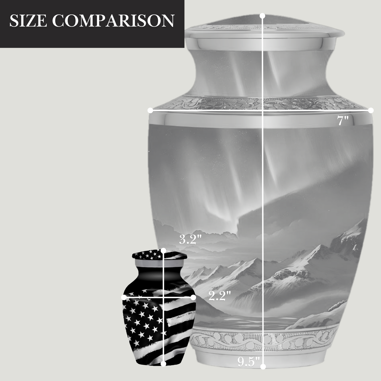 American Flag - Black & White - Keepsake Urn