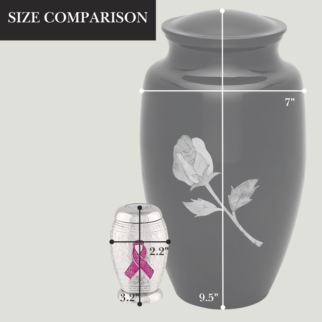 Pink Ribbon Token Urn - Small Cremation Keepsake Urn