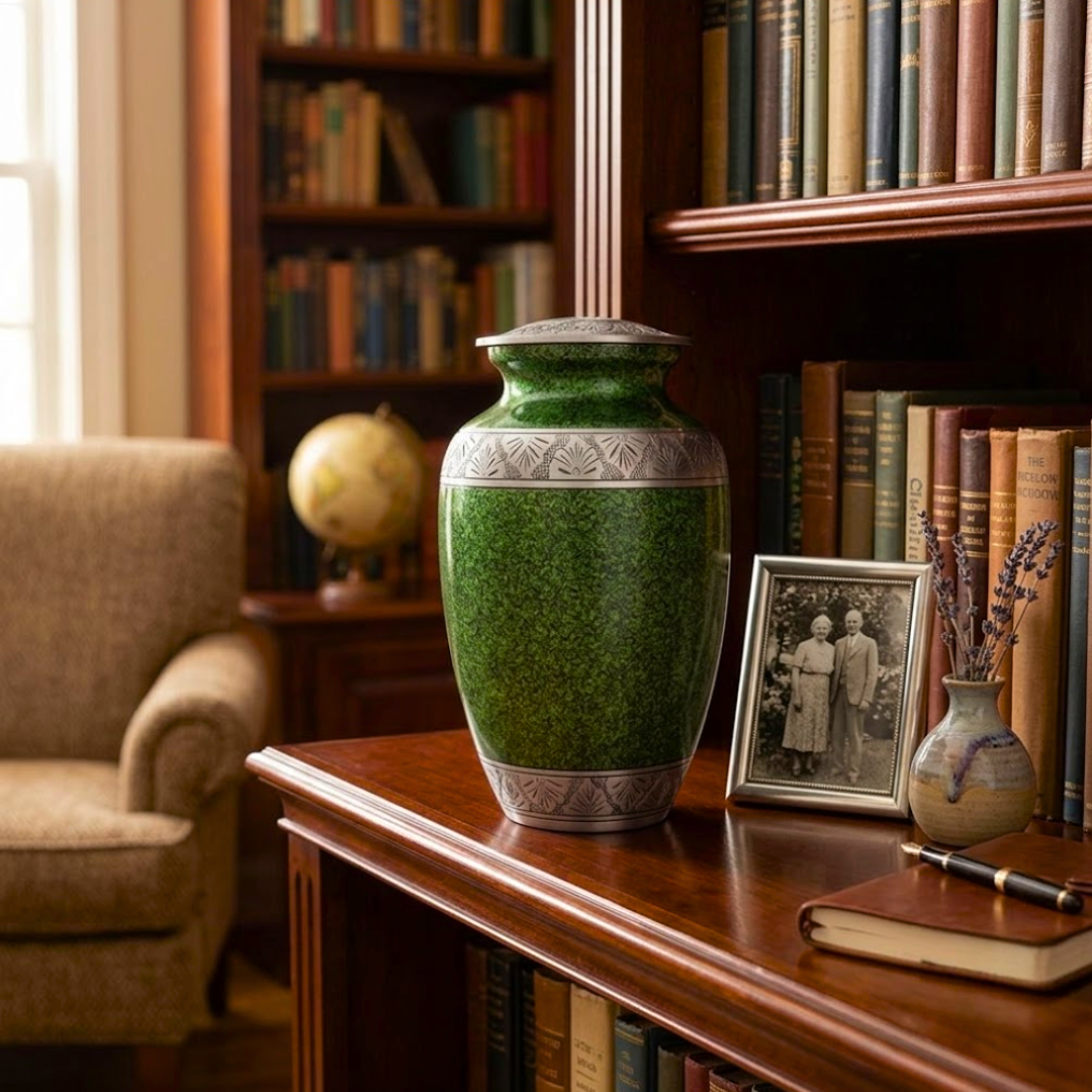 Lively Leaves Green Adult Urn - Extra Large