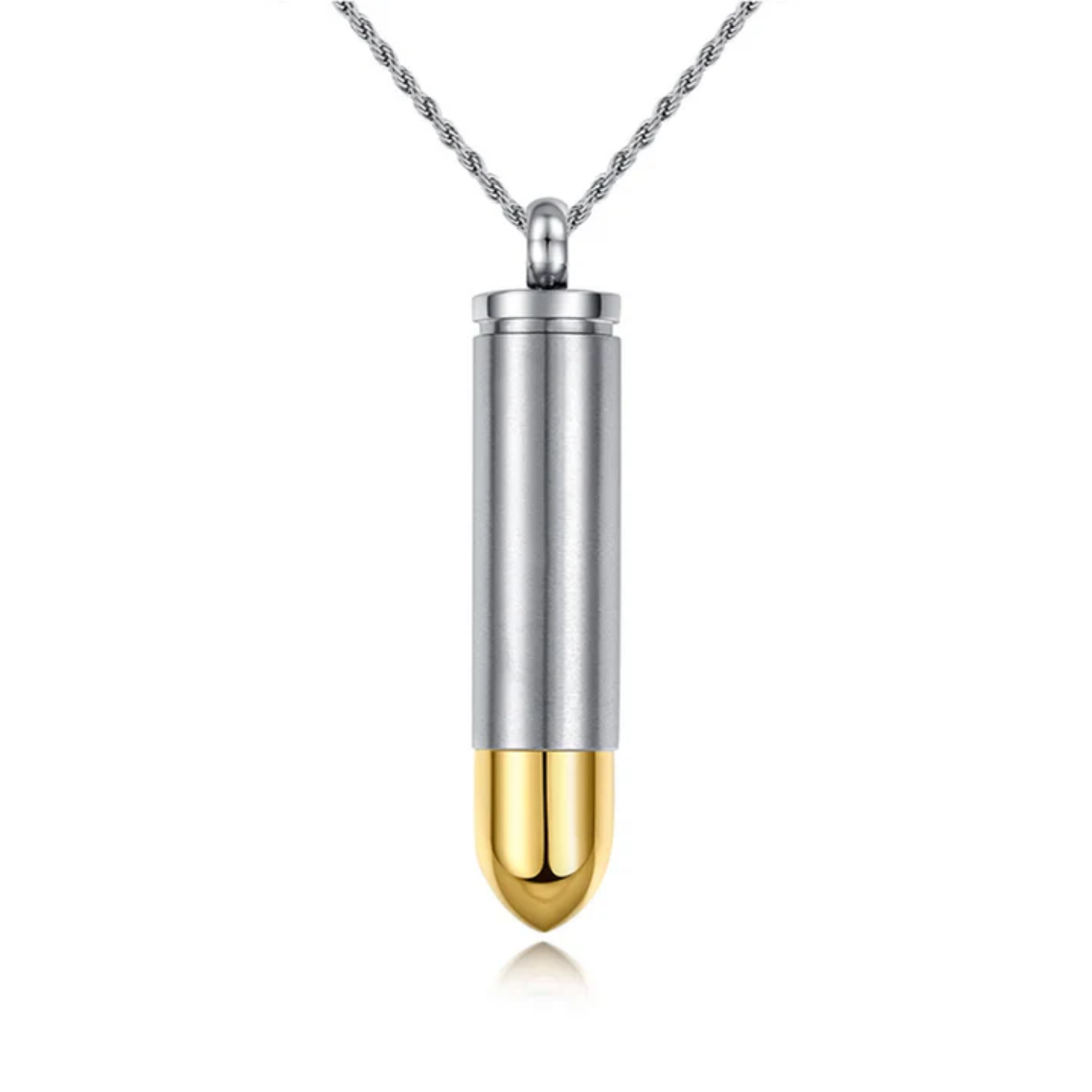 Two Tone Bullet Pendant - Cremation Necklace