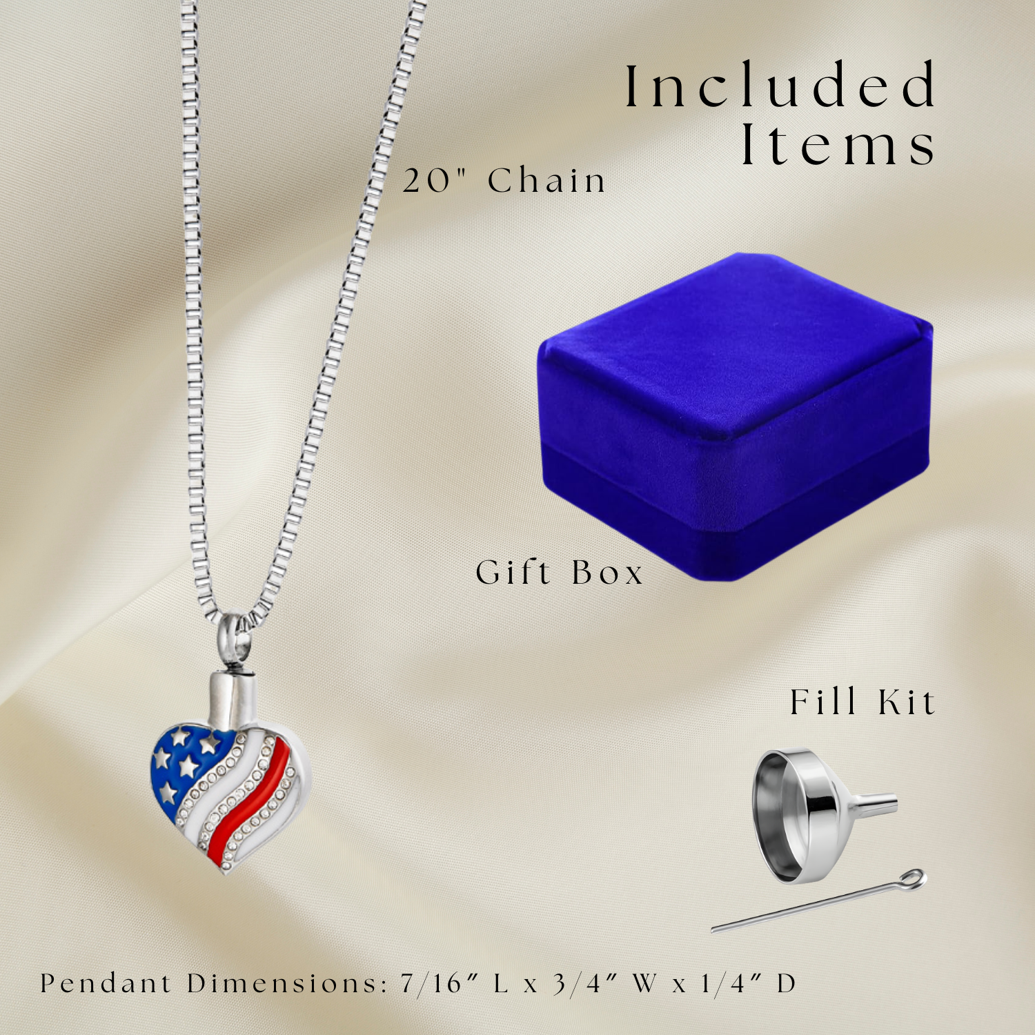 American Flag Pendant - Cremation Necklace