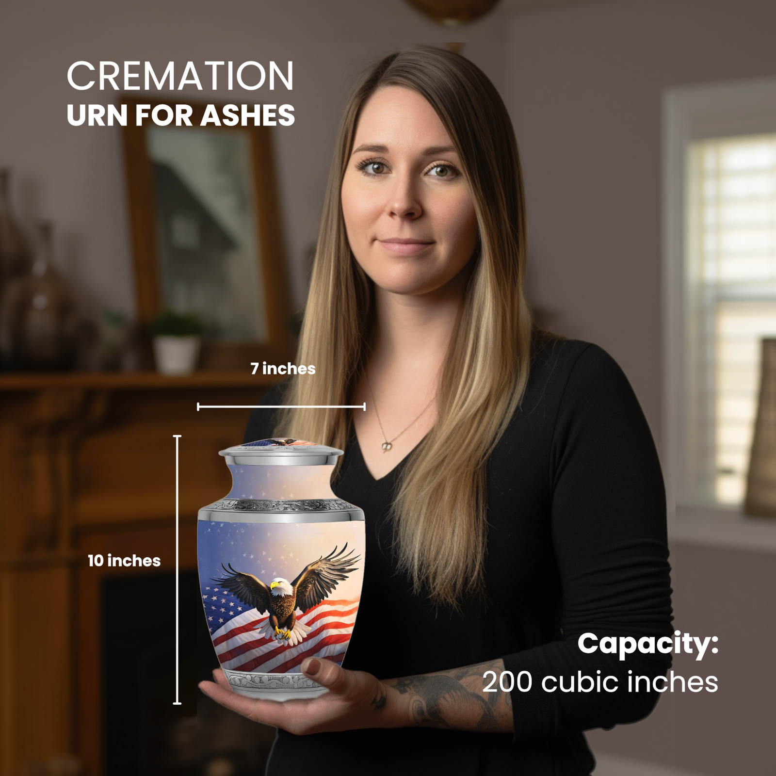 American Flag & Eagle - Adult Cremation Urn