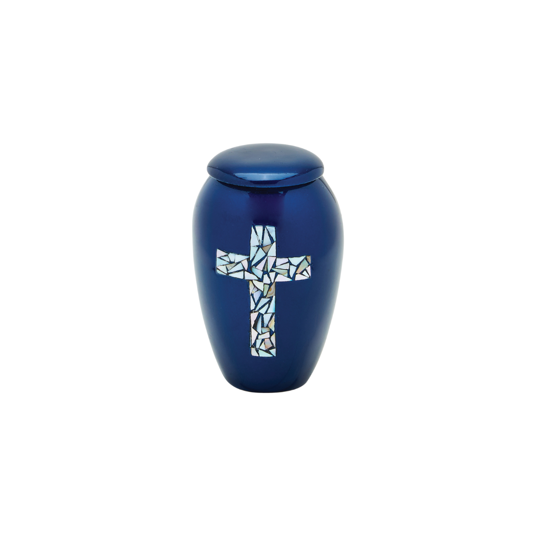 Blue Cross - Cremation Keepsake - Mother of Pearl