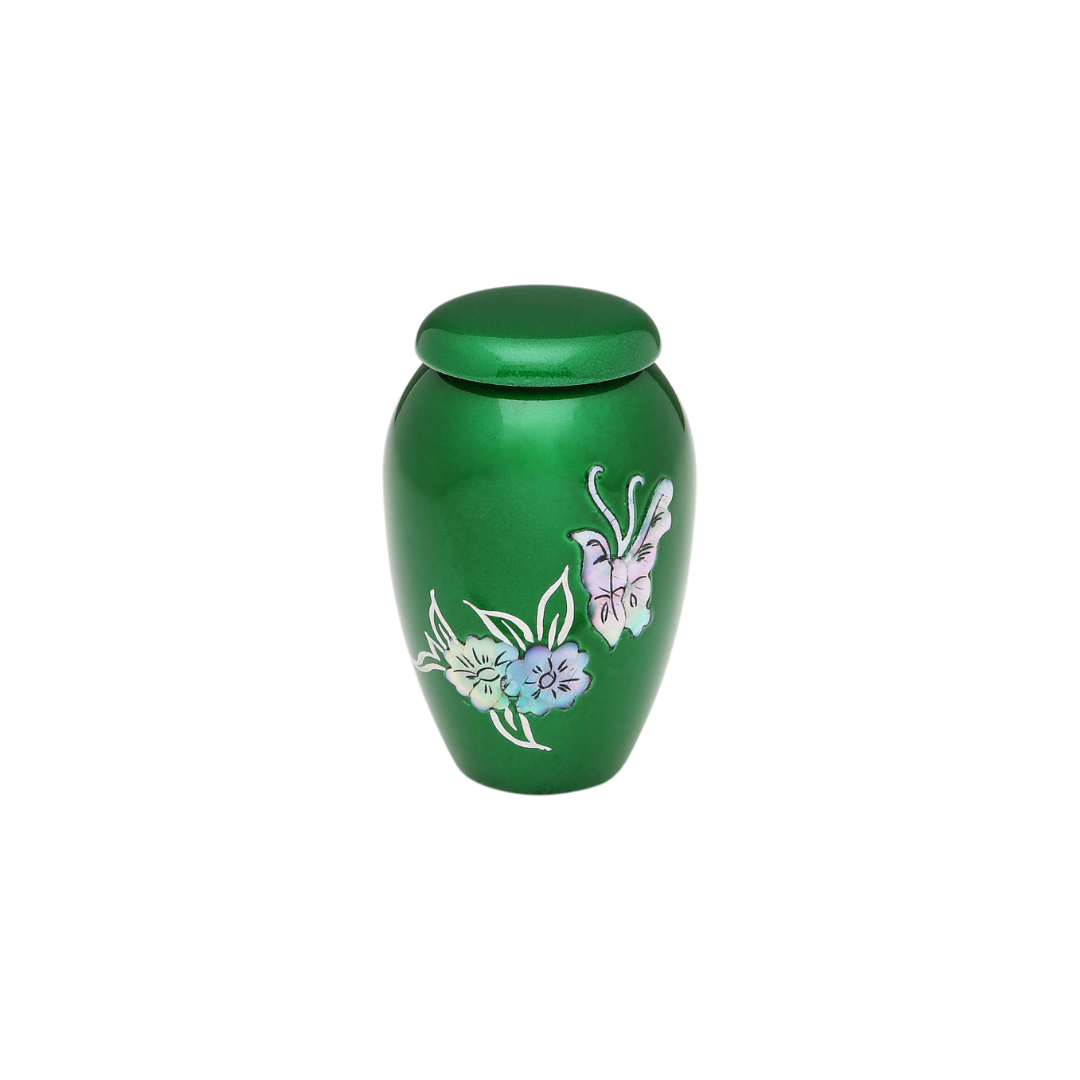 Green Butterfly - Cremation Keepsake - Mother of Pearl