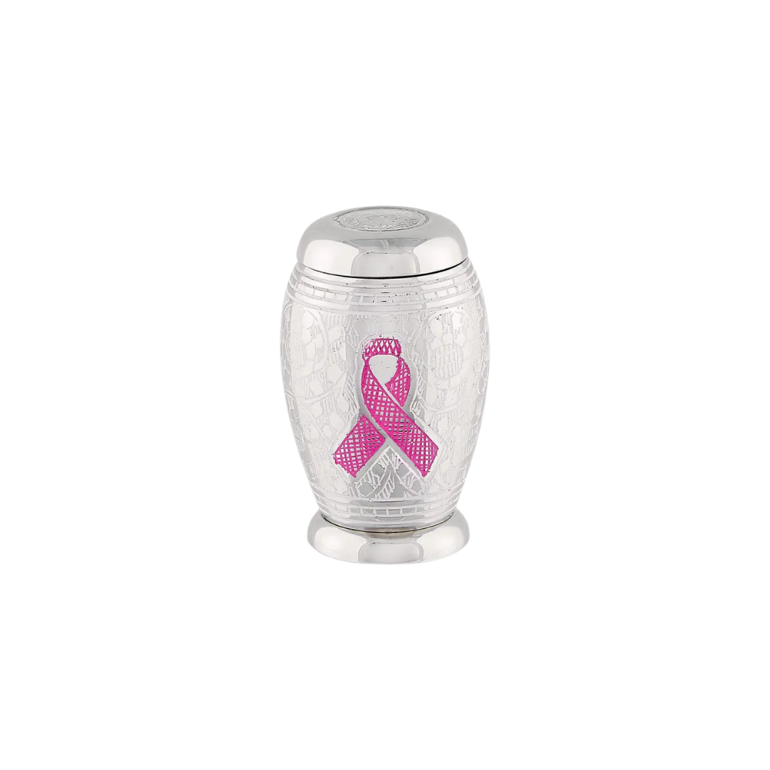 Pink Ribbon Token Urn - Small Cremation Keepsake Urn