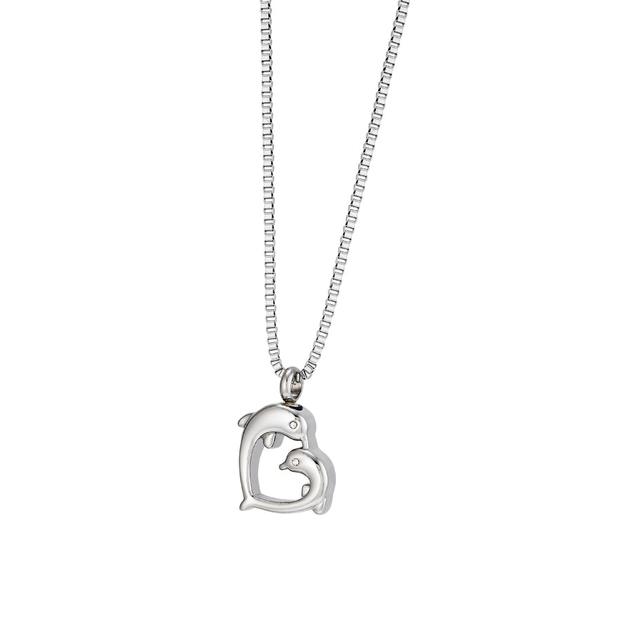 Dolphin heart Necklace - Cremation Jewelry