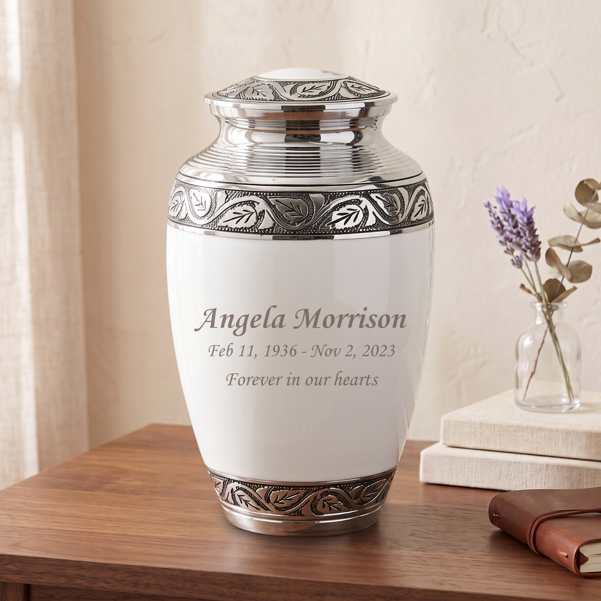 Grecian White - Brass Cremation Urn