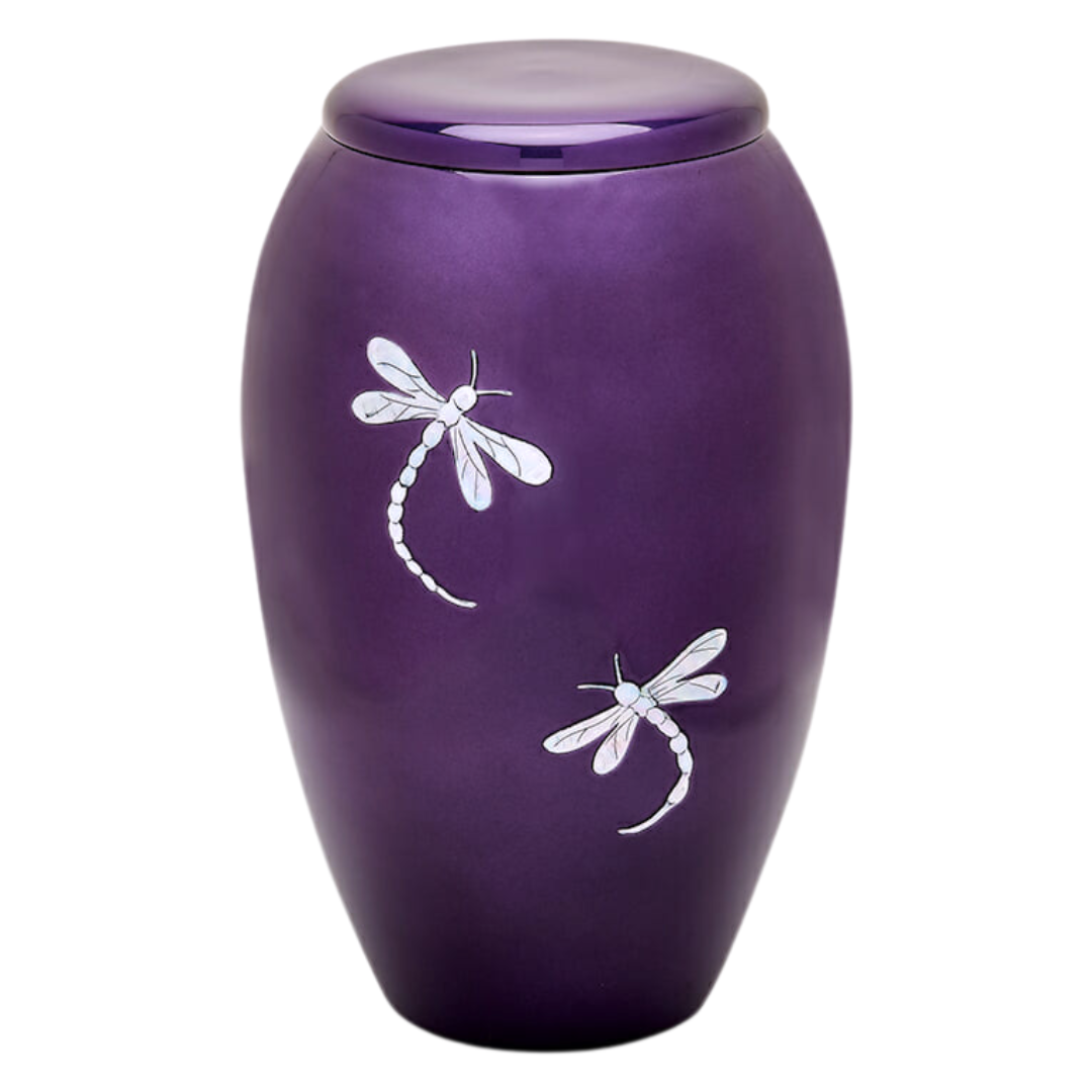 Dragonfly - Adult Cremation Urn For Ashes - Mother of Pearl