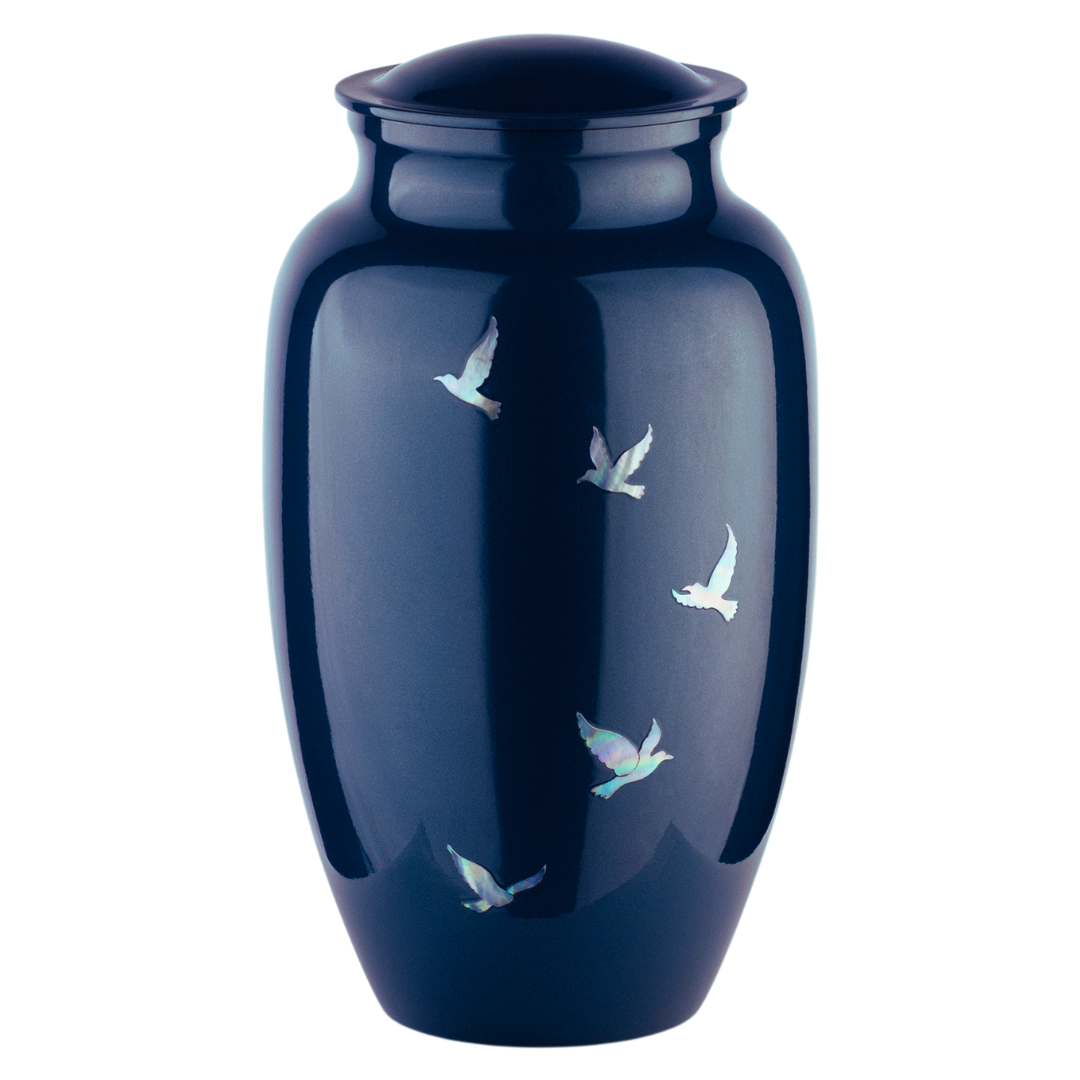 Blue Cycle of Life - Adult Cremation Urn For Ashes - Mother of Pearl