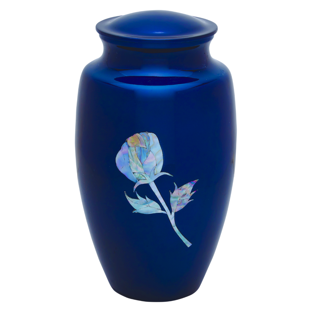 Blue Rose - Adult Cremation Urn For Ashes - Mother of Pearl
