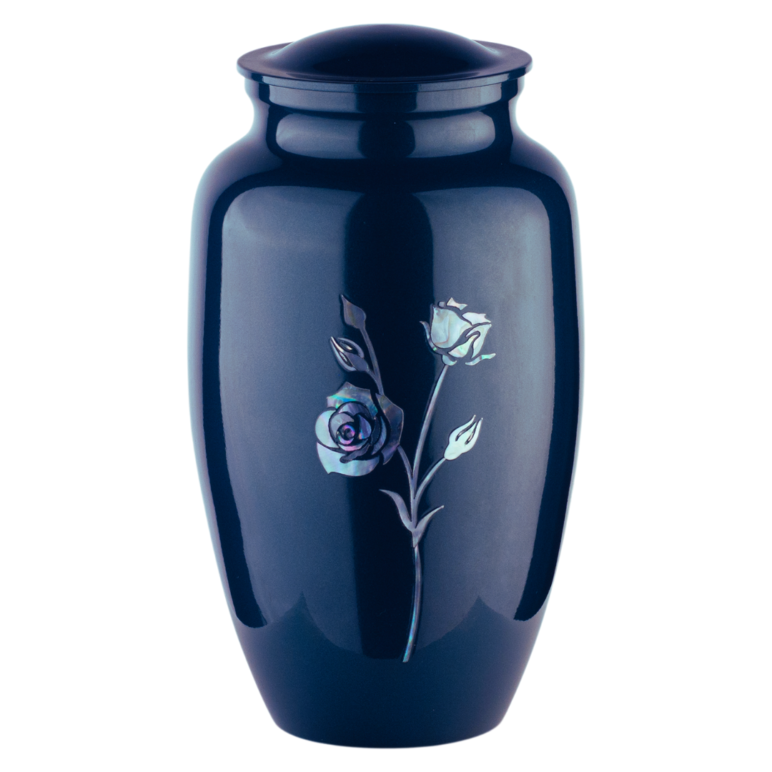 Blue Rose - Adult Cremation Urn For Ashes - Mother of Pearl