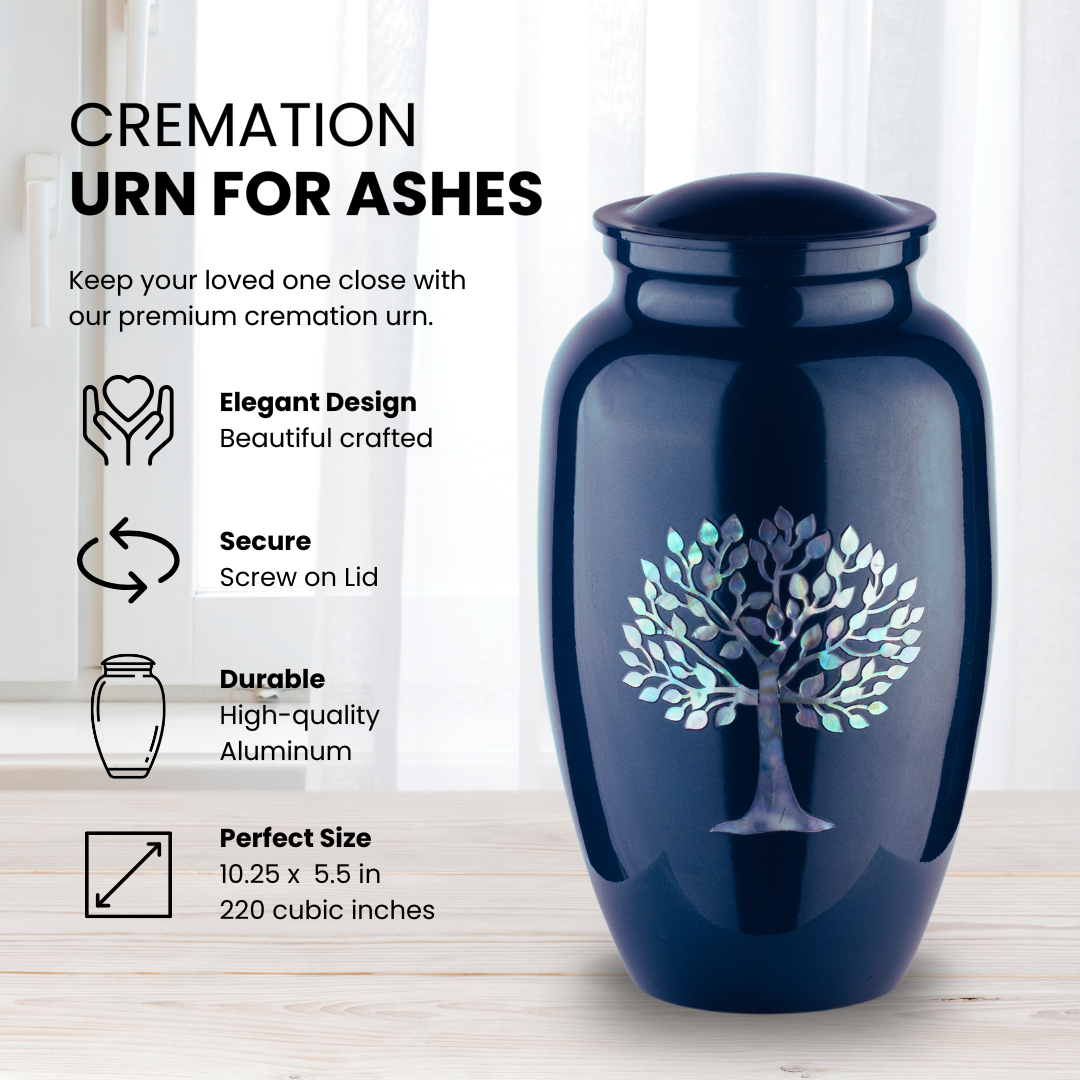 Tree of Life - Adult Cremation Urn For Ashes - Mother of Pearl