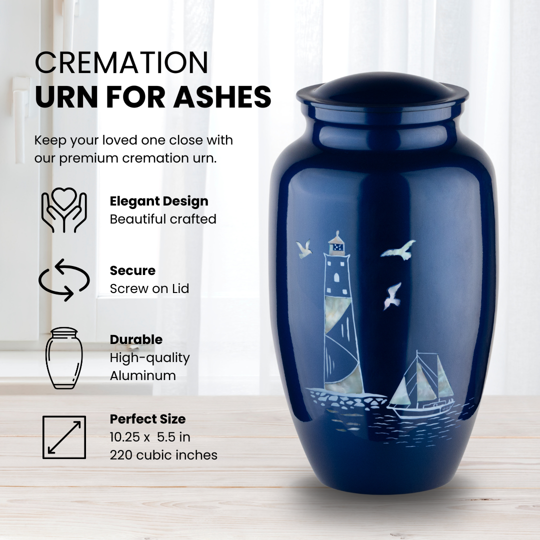 Lighthouse - Adult Cremation Urn For Ashes - Mother of Pearl
