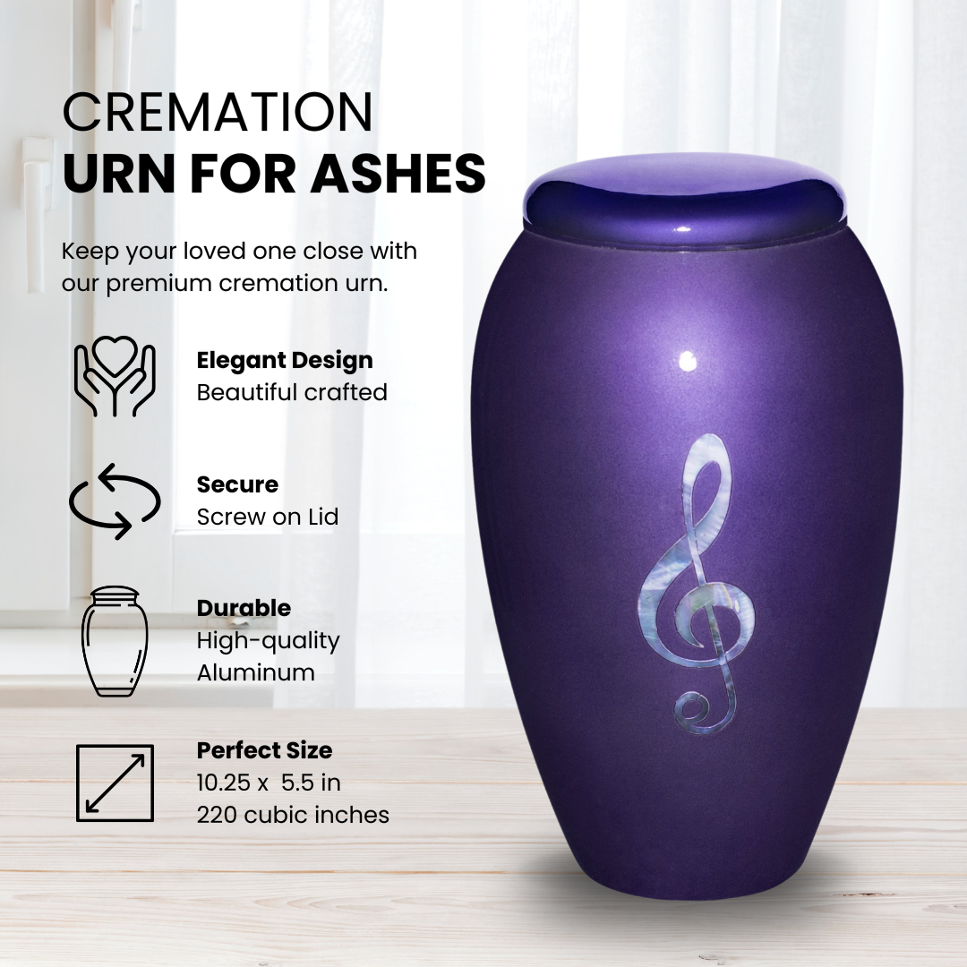 Deep Purple - Adult Cremation Urn For Ashes - Mother of Pearl