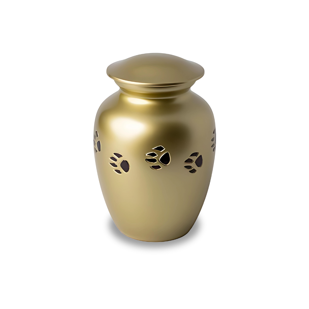 Paw Prints - Pet Cremation Urn - Gold - Small