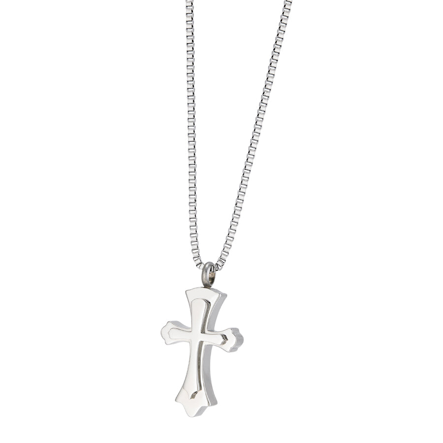Stacked Cross Necklace - Cremation Jewelry