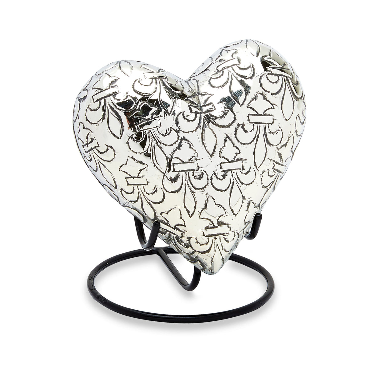 Silver Fleur De Lis Keepsake Mini Urn Heart