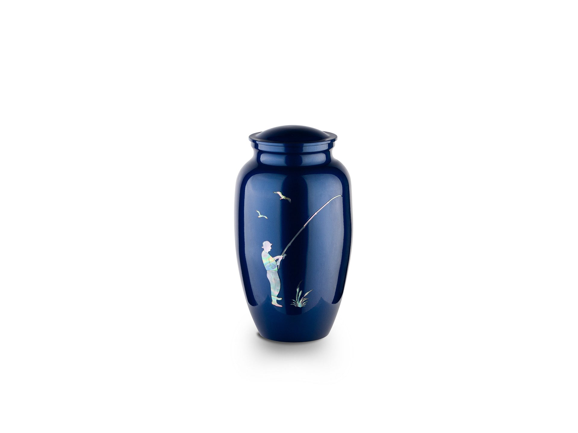 Fisherman - Adult Cremation Urn For Ashes - Mother of Pearl