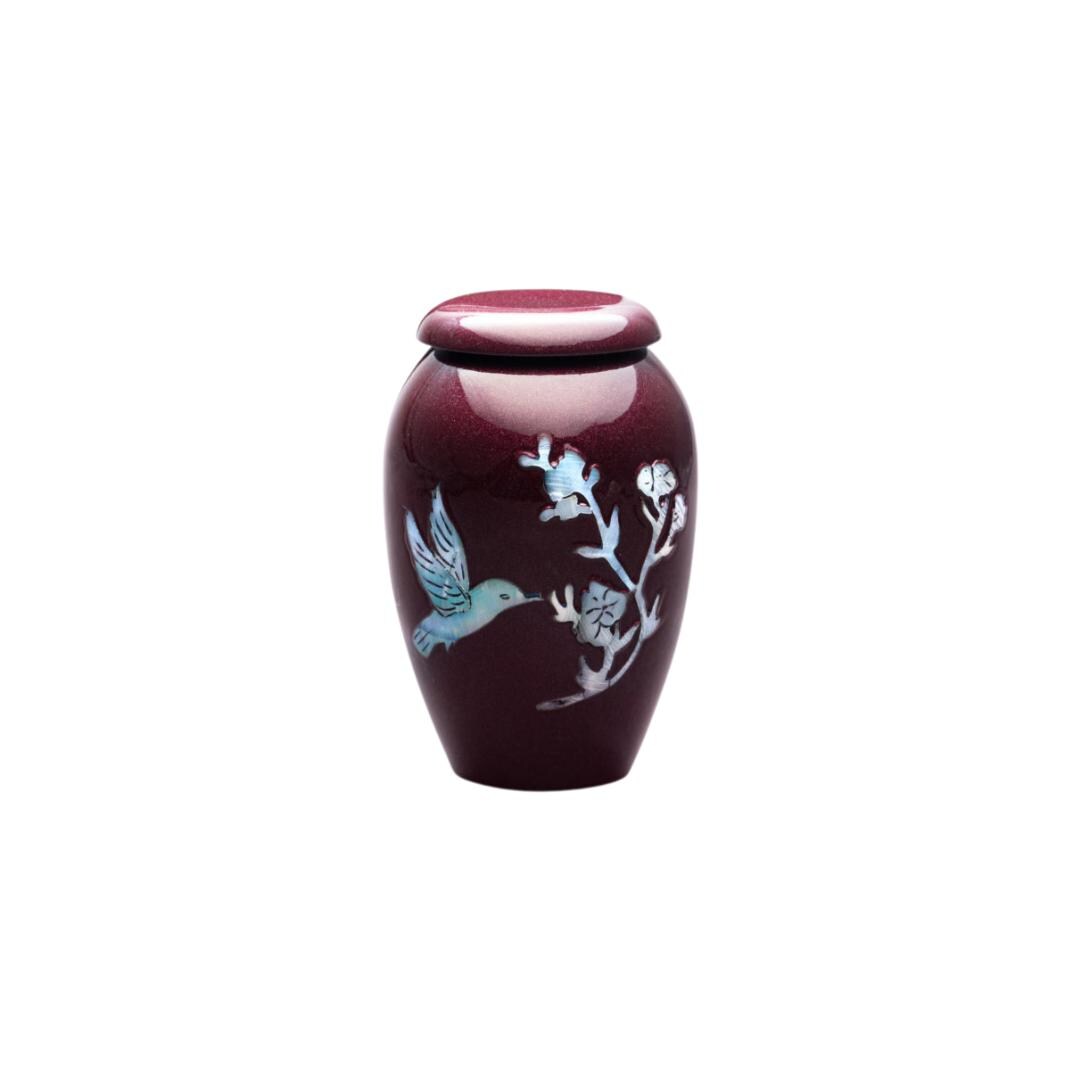Burgundy Hummingbird Token Urn